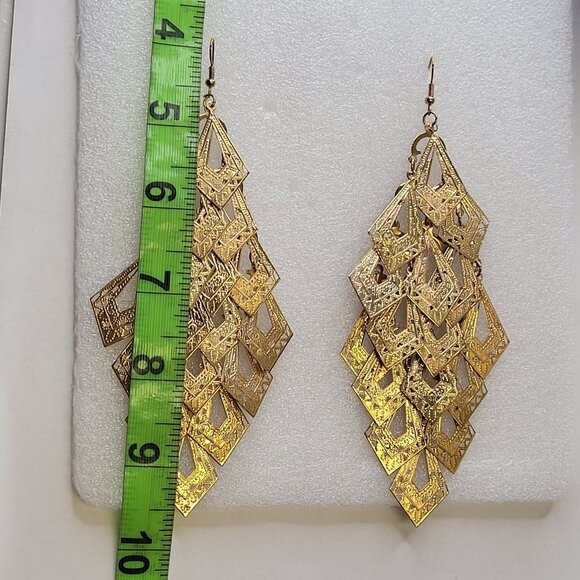 Gold Chandelier Light Earrings - Picture 7 of 12